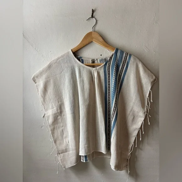 Baizaar Handmade Apparel Striped Cream and Brown Cotton Women's Top NWT - Picture 11 of 12